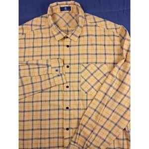 MCULIVOD Men's Long Sleeve Yellow Plaid Shirt XL Button Front Outdoor Lumberjack